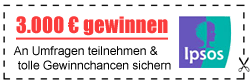 An Umfragen teilnehmen und 3 Einkaufskarten im Wert von je 1000,- € gewinnen bei Ipsos