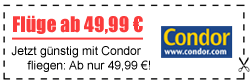 Kurzflüge ab 49,99 € bei Condor