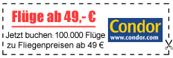 Schnell sein! Fliegenpreis-Aktion mit Flügen ab 49,- € bei Condor